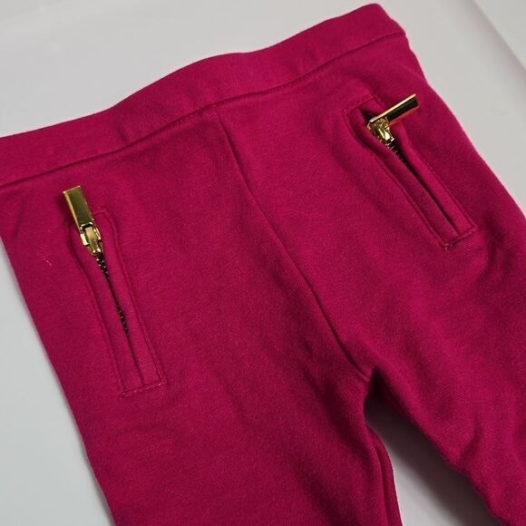 Kate Spade Baby Girl 12M Hot Pink Designer Soft Knit Pull On Pants Zip Pockets - Picture 2 of 5